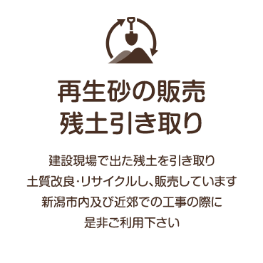 再生砂の販売・建設残土引き取り